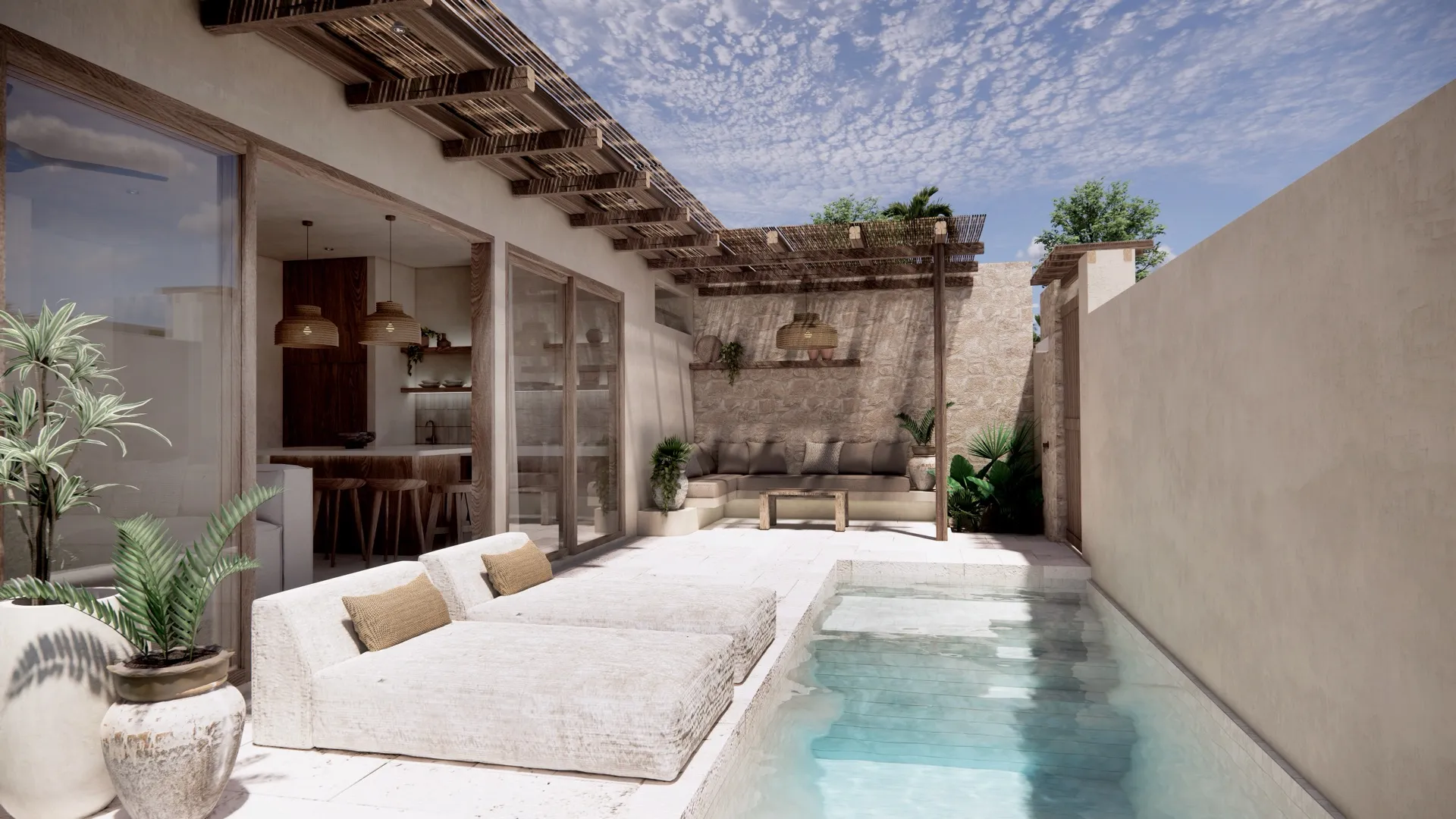 Double villa poolside